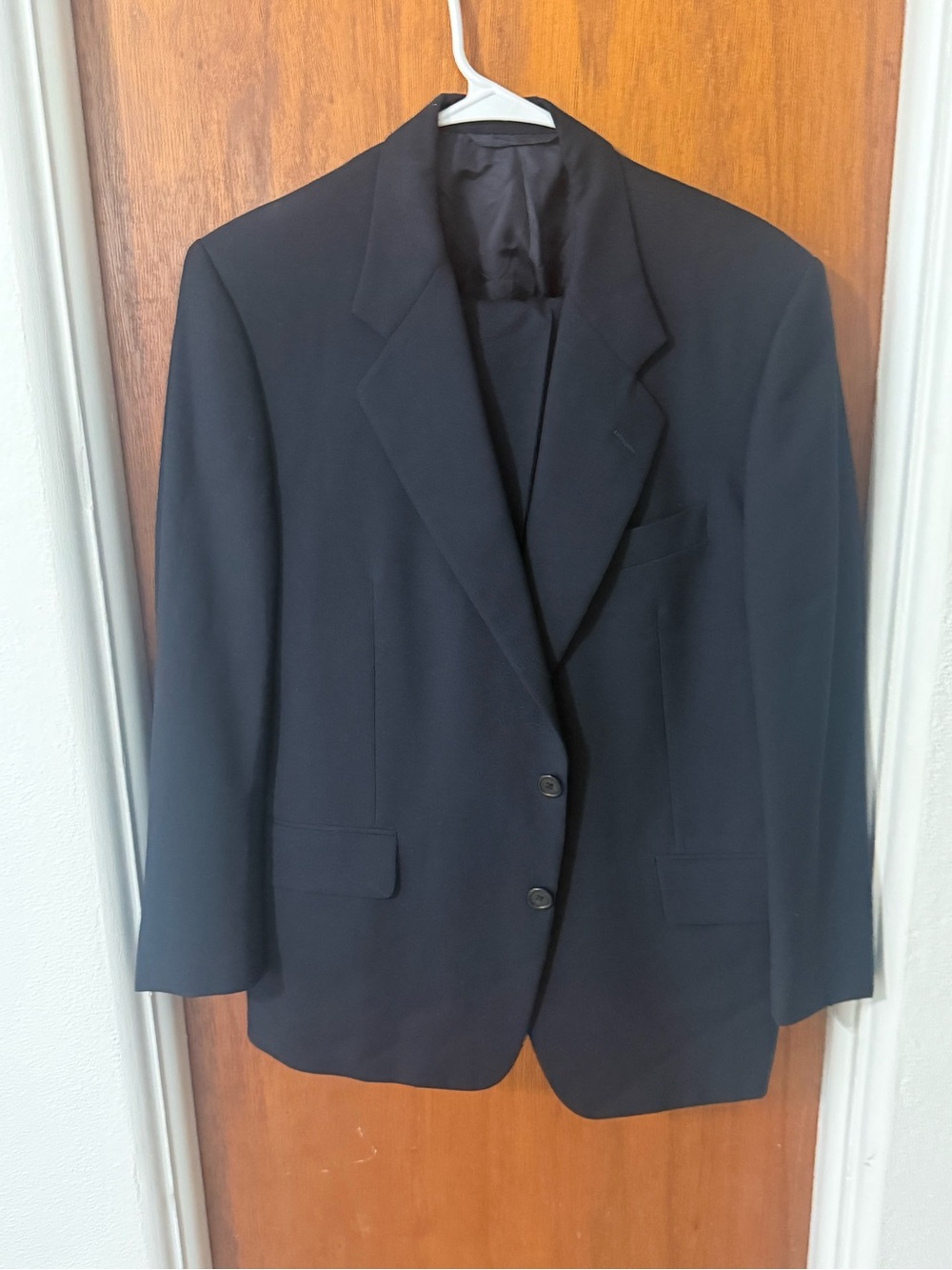 Hickey Freeman Collection Nordstrom Navy Blue Wool Suit 41S 32x28.5 Made in USA